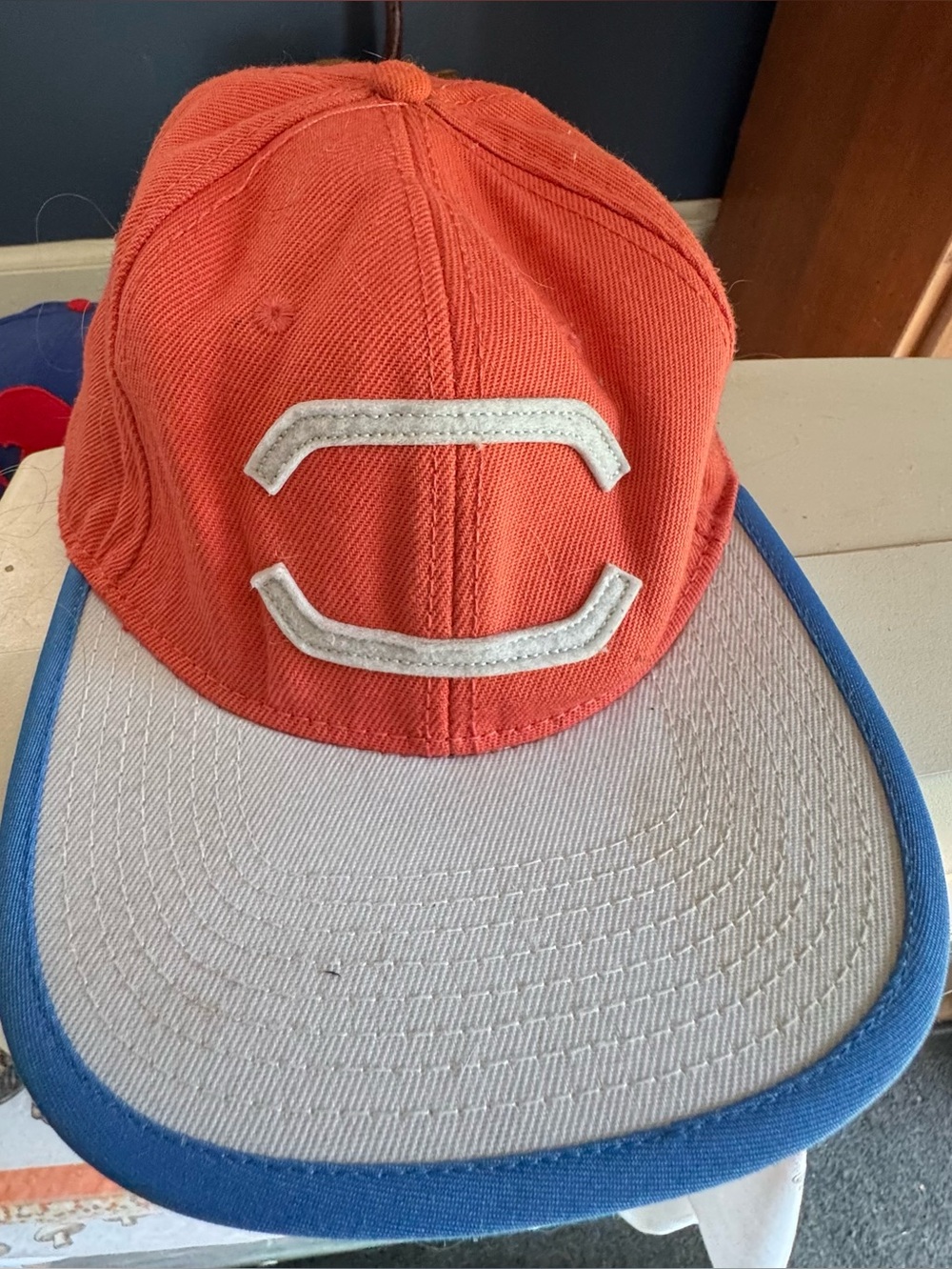 Pokémon Kids Orange and Gray Baseball-Style Cap with Blue Trim